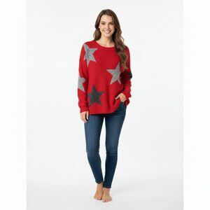 Norton size 1X red star print vintage sweater